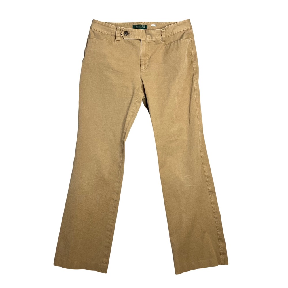 Lauren Ralph Lauren Adelle Pants Womens 8 Khaki Straight Leg Trouser Stretch